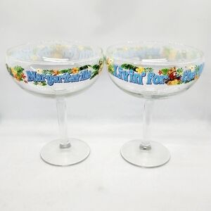 NWOT Set of 2 Margaritaville Livin' for the Weekend Margarita Cocktail Glasses